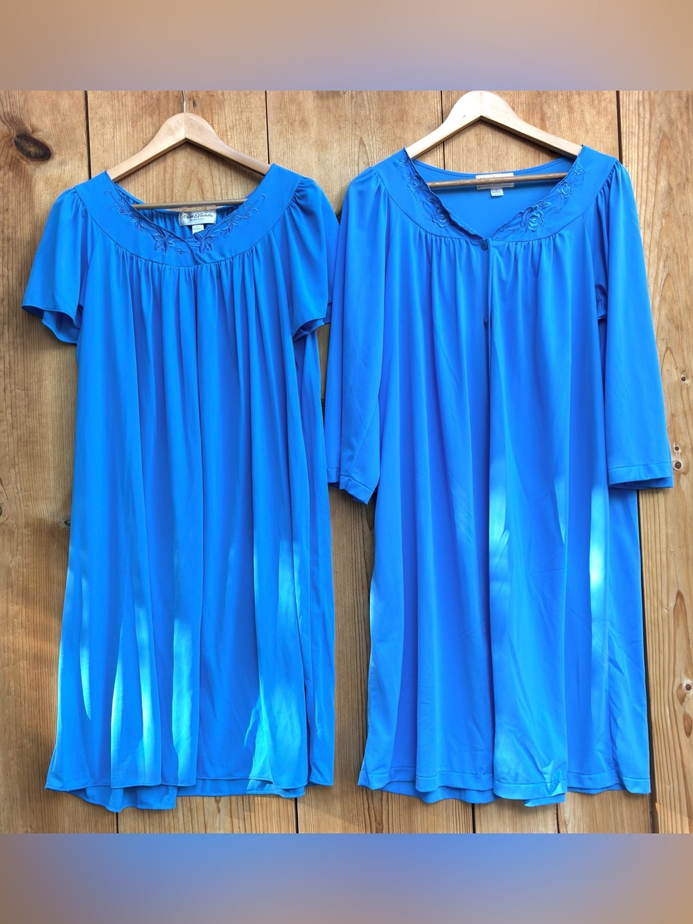 Miss Elaine Vintage Blue Robe And Gown Set Sz Large